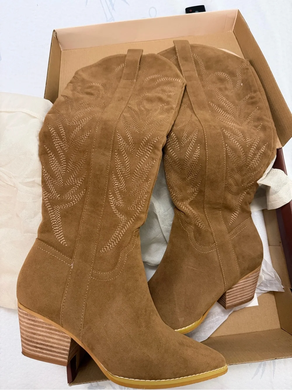 The Samara Over-the-Knee Suede Boots in Brown